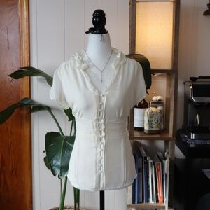 Vintage Dalia Collection Blouse With Frilly Details And Button Closure Size S